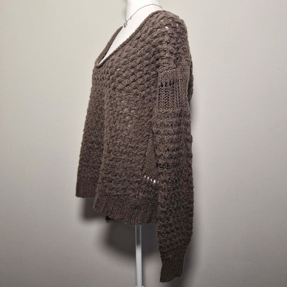 Free People Shabby Chic Earthy Cottage Brown Forest Garden Chunky Knit Sweater - Picture 5 of 12